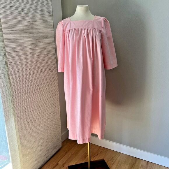 Vtg 80s BOHO Hippy Caftan Tunic Guru‎ House Dress Mumu Moo Moo Cottage Lounge L - Picture 1 of 6